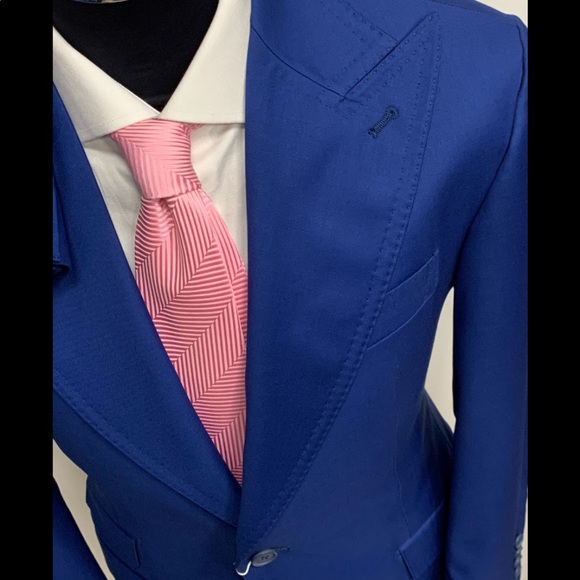 Cobalt blue super 150 Cerruti peak lapel suit - Picture 3 of 4